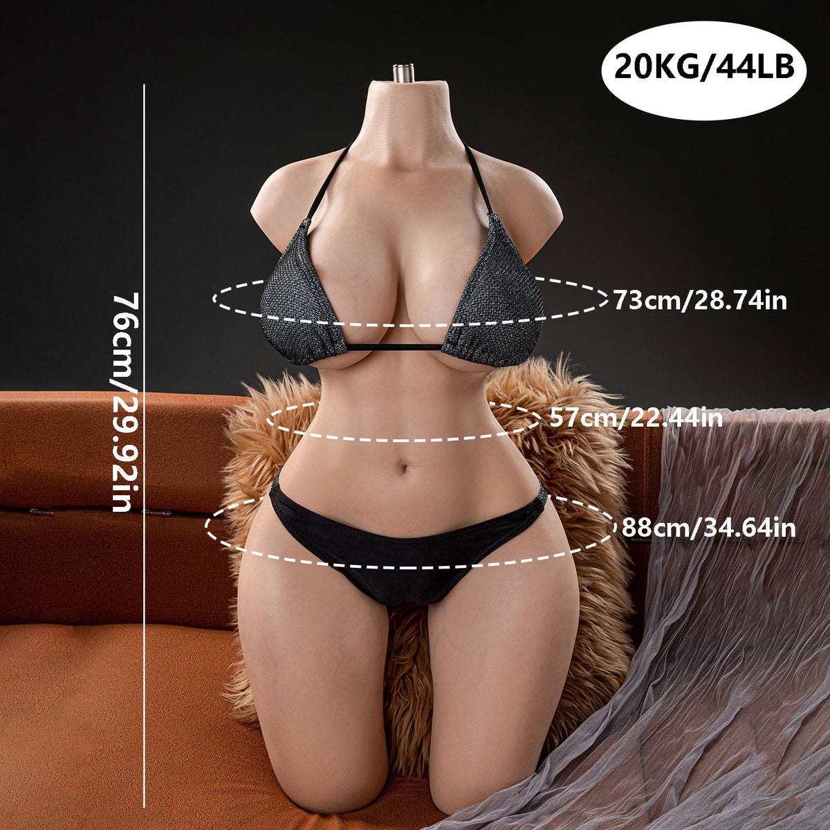 Mara kopflose Halbtorso-Puppe – 76 cm, Platin-Silikon | US-Lagerbestand