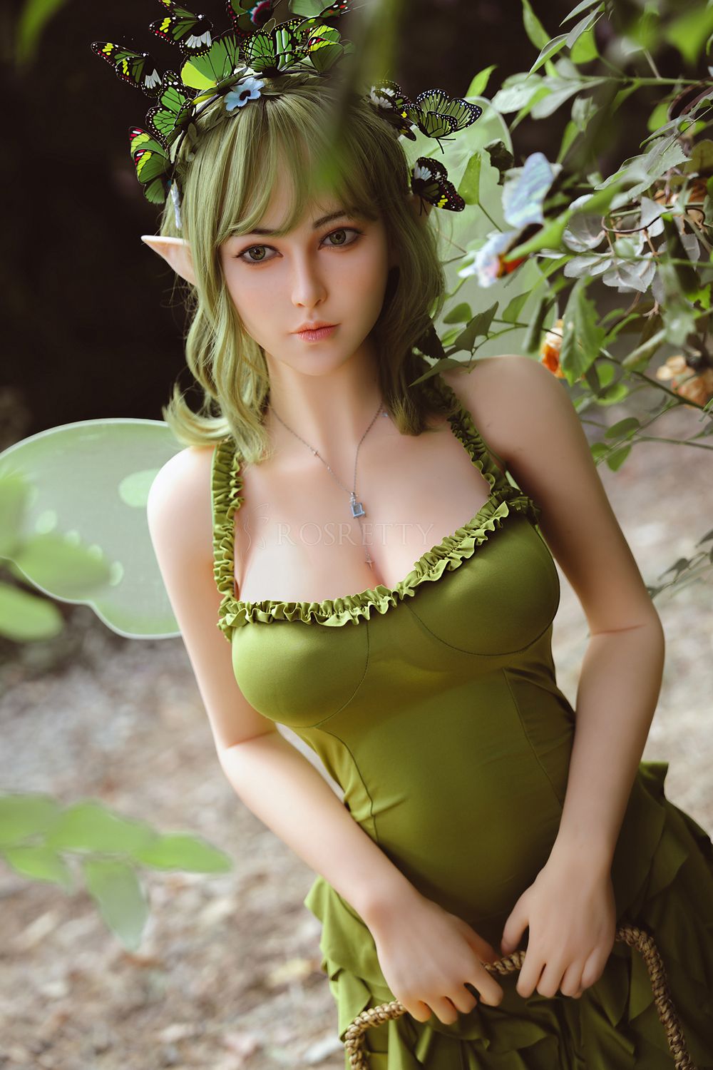 Rosretty Doll | 160cm/5ft3 Big Breasts Enchanted Forest Elf-Ears Green Fairy Realistic TPE Sex Doll - Lyra - TLD
