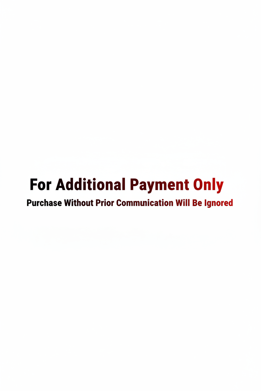 For Additional Payment Only – Purchase Without Prior Communication Will Be Ignored