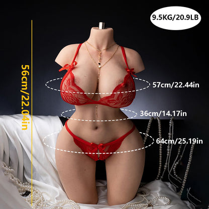 Vera Halfbody Torso with Thighs – 56cm Hourglass Platinum Silicone | US Stock